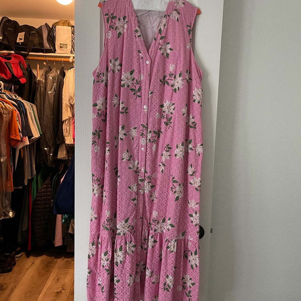 Draper James Pink Eyelet Magnolia Patio Shirtdress Dress